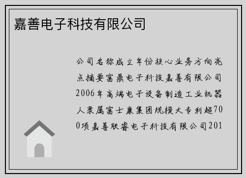 嘉善电子科技有限公司